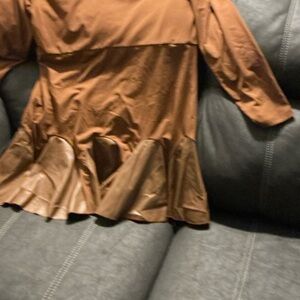 Brown Faux Leather Peplum Jacket
